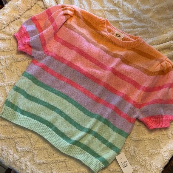 BiBi Vibrant Striped Crew Neck Sweater - Picture 4 of 11